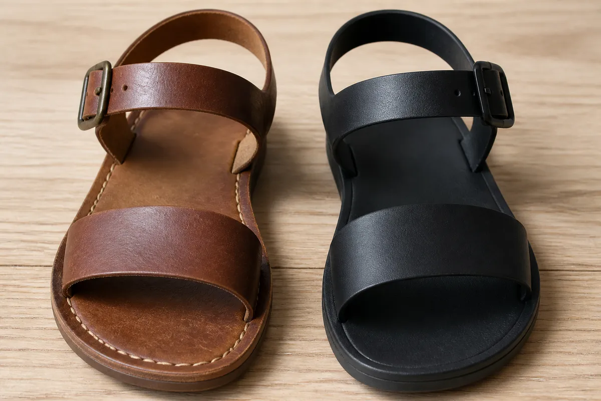 materiale sandale vară piele naturală versus sintetic