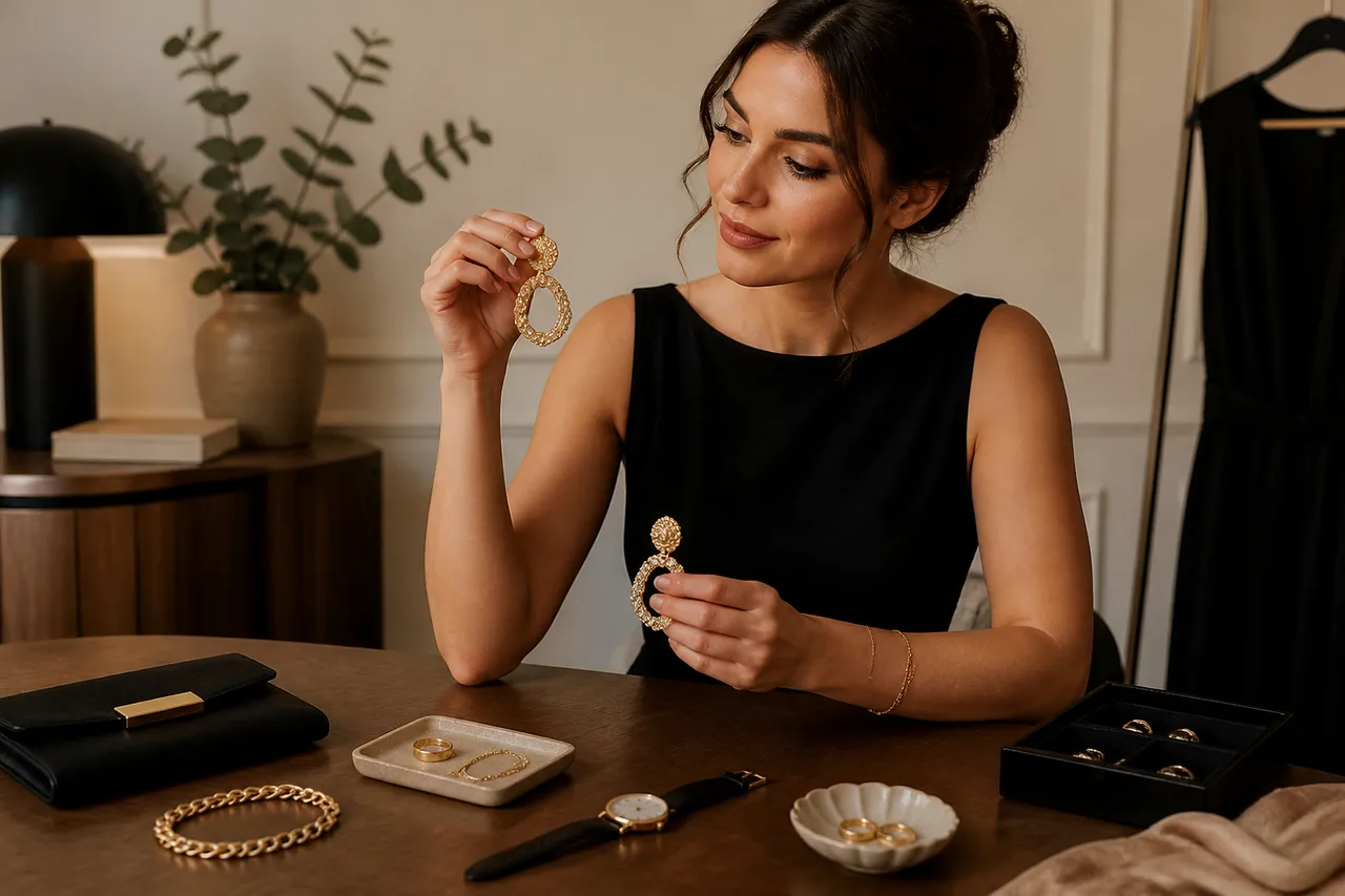 regula unui singur accesoriu statement pentru rochie monocromă