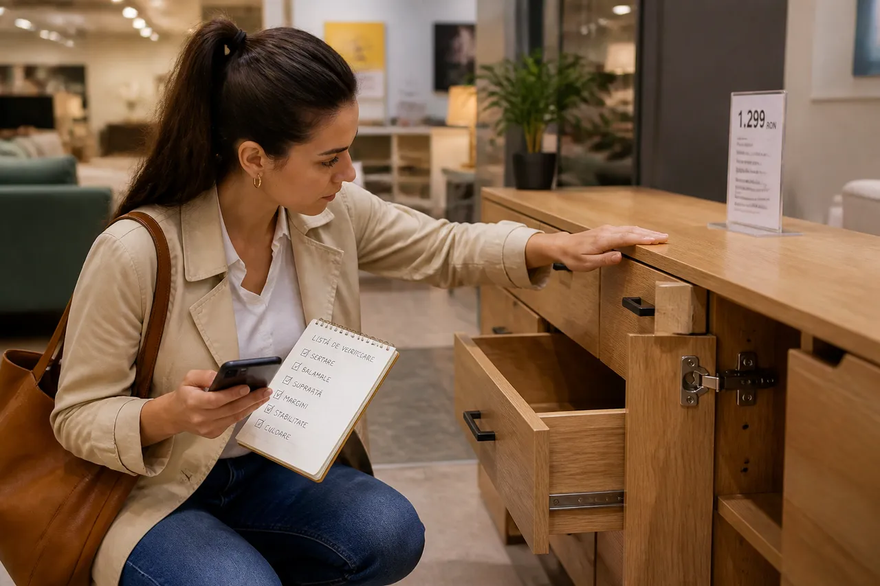 verificarea mobilierului de showroom înainte de cumpărare