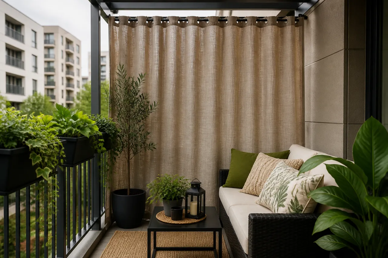 textile și jardiniere pentru intimitate pe balcon