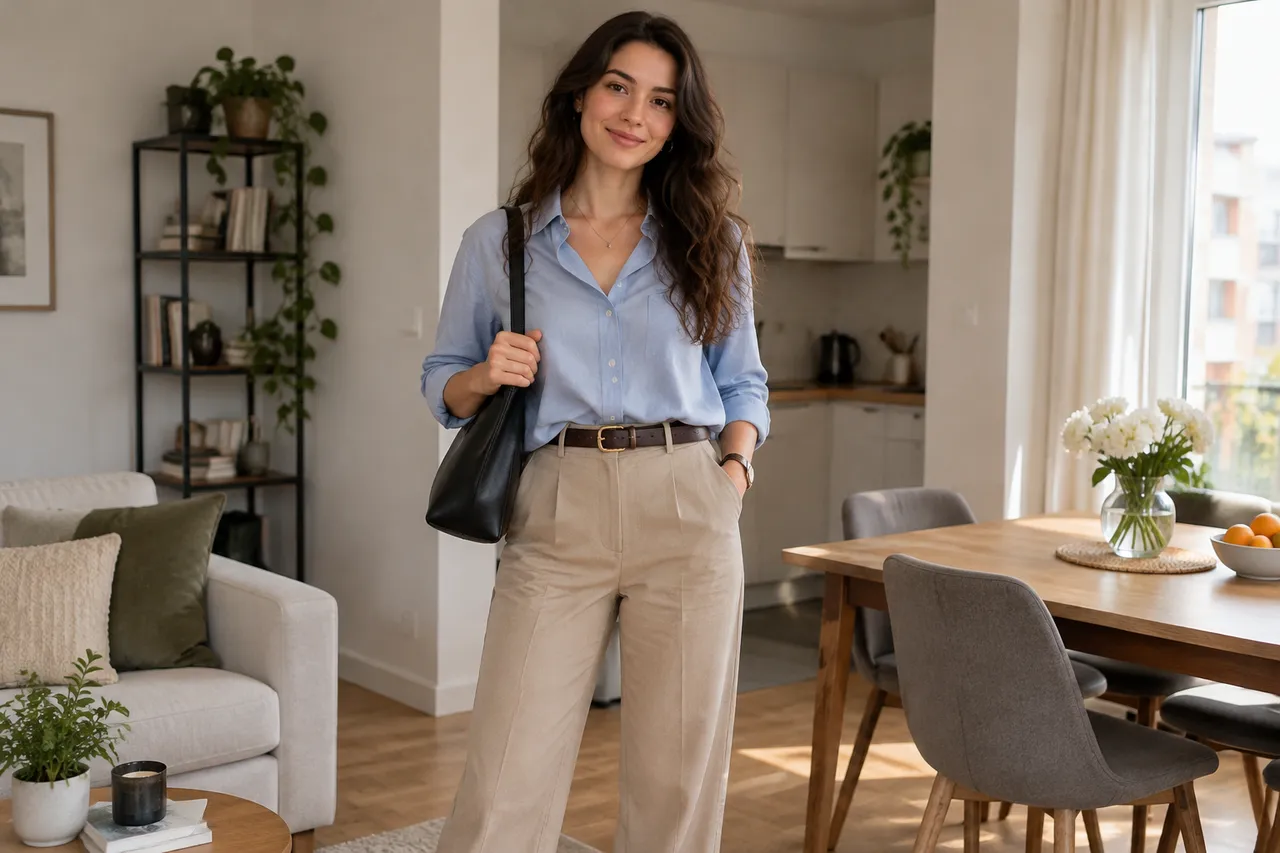 curea purtată cu pantaloni cu talie înaltă pentru echilibrarea siluetei